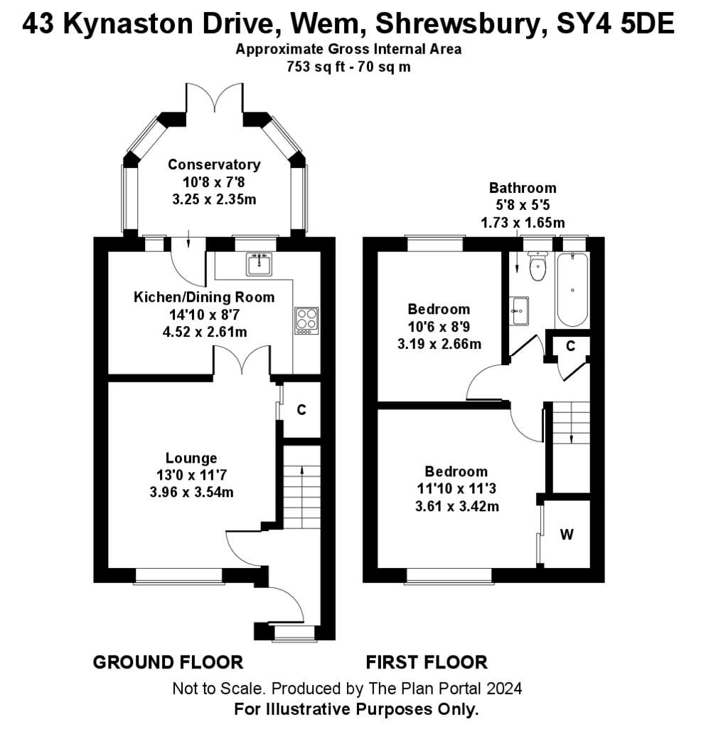 2 bedroom semi-detached house for sale - floorplan