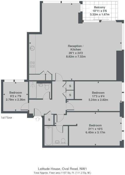 3 bedroom flat to rent - floorplan