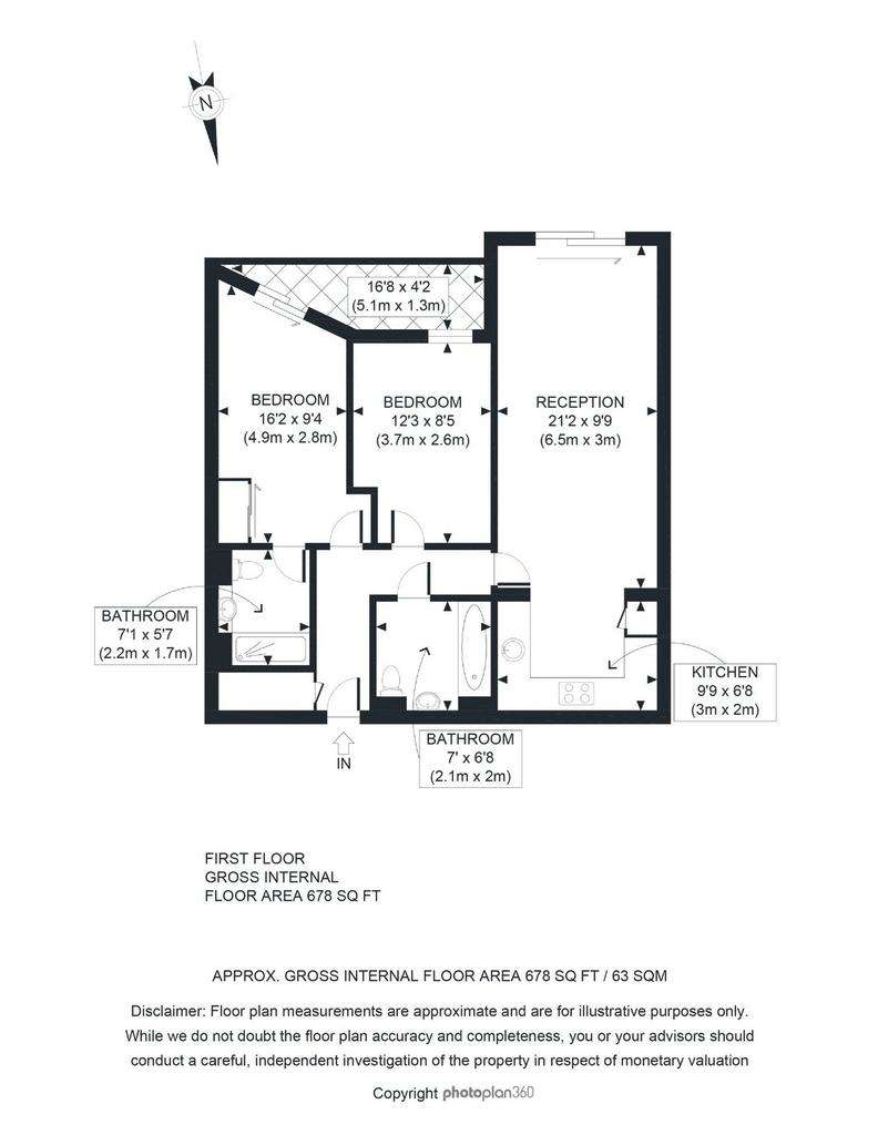 2 bedroom flat to rent - floorplan