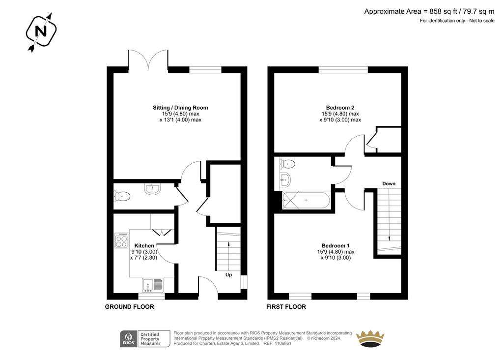 2 bedroom semi-detached house for sale - floorplan