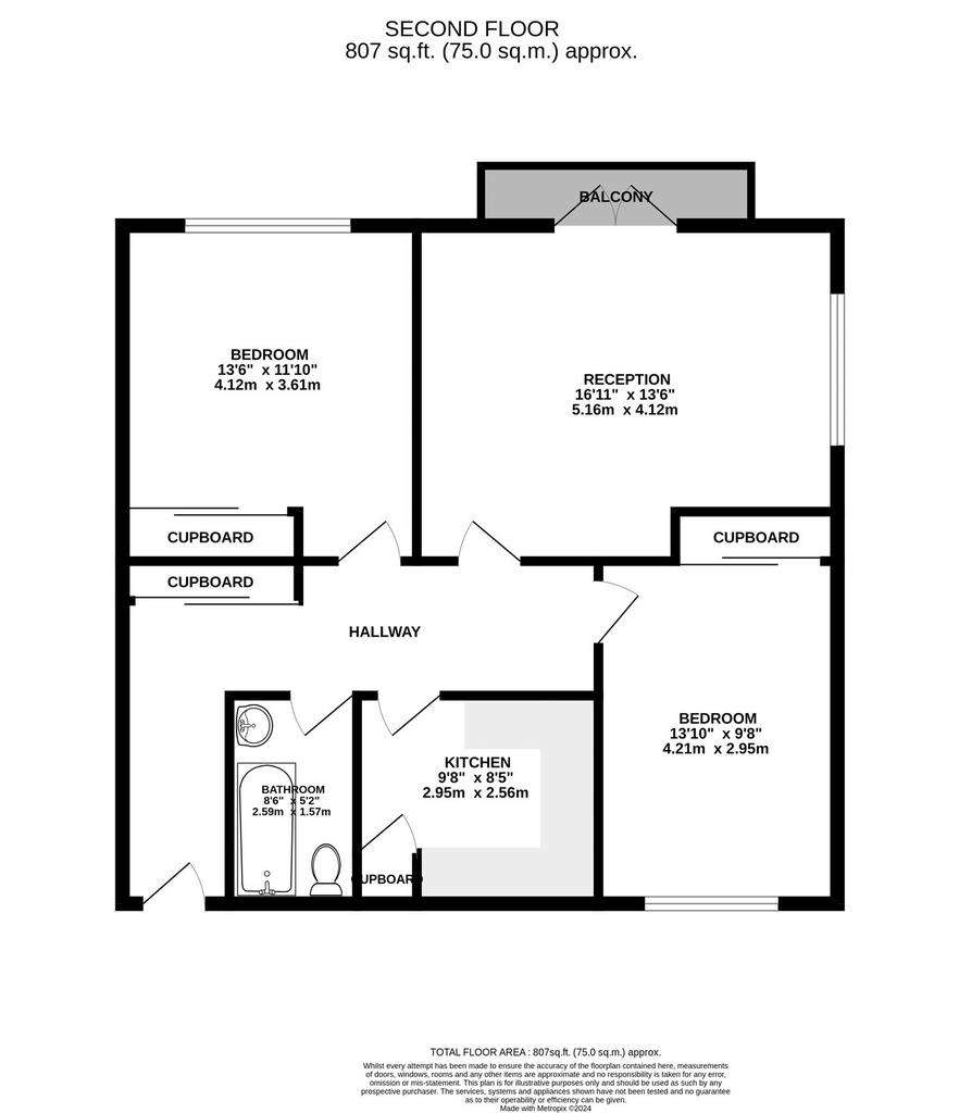 2 bedroom flat to rent - floorplan