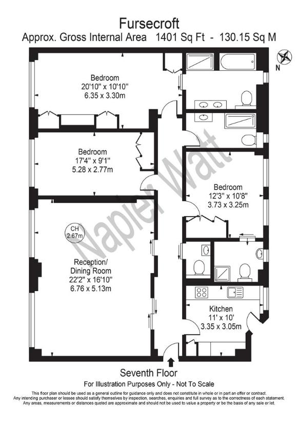 3 bedroom flat for sale - floorplan