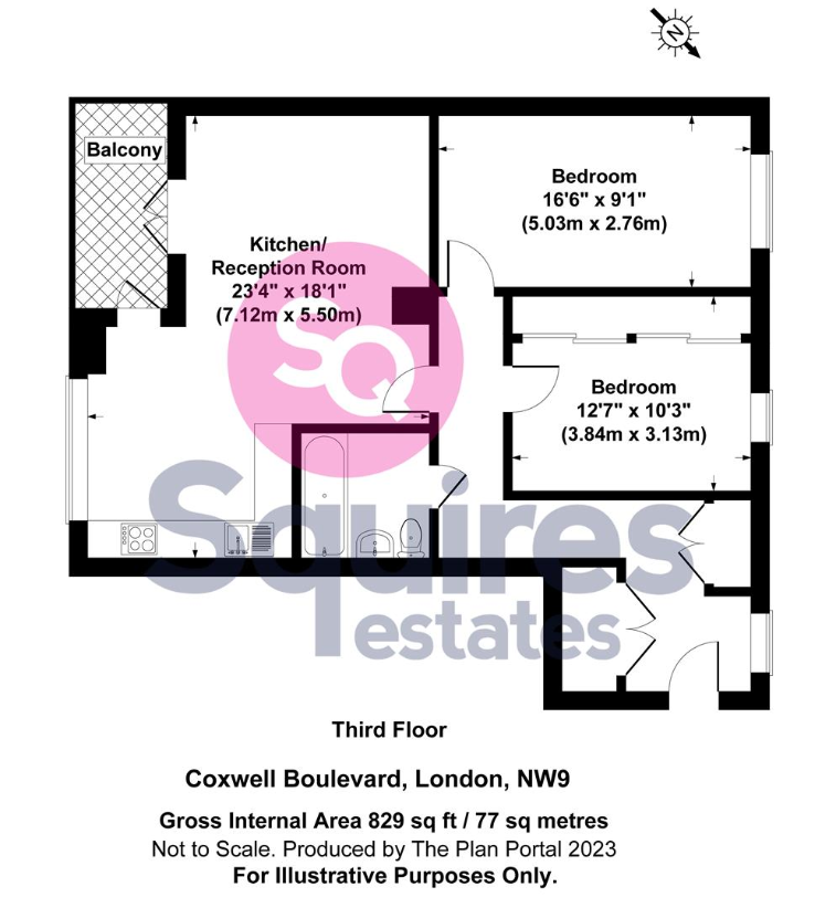 2 bedroom flat for sale - floorplan