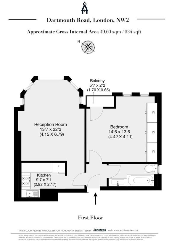 1 bedroom flat for sale - floorplan