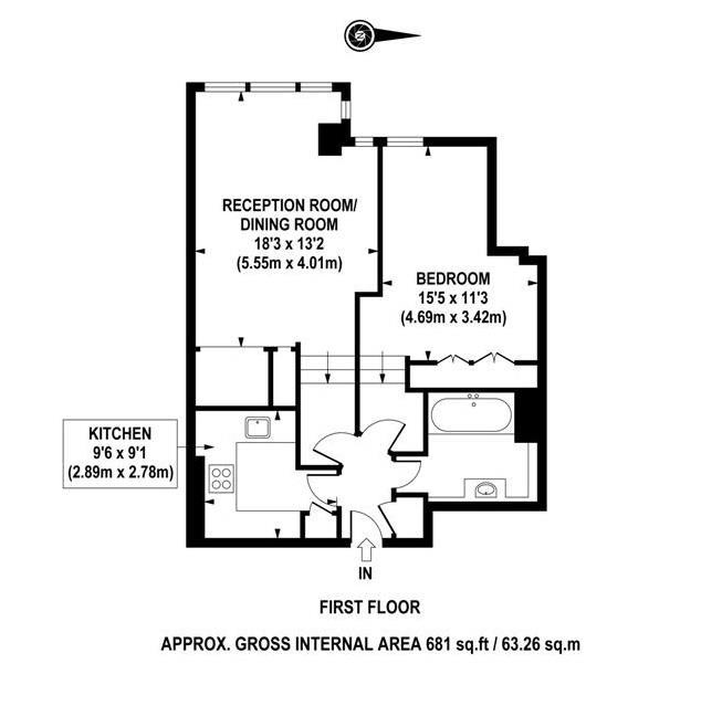 1 bedroom flat for sale - floorplan