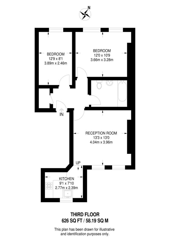 2 bedroom flat to rent - floorplan