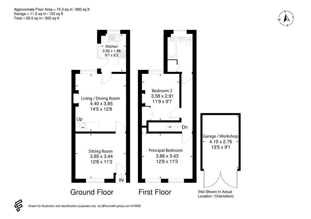 2 bedroom terraced house for sale - floorplan