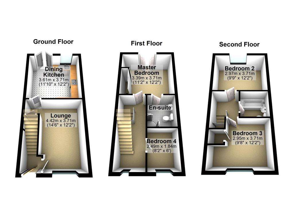 4 bedroom town house for sale - floorplan