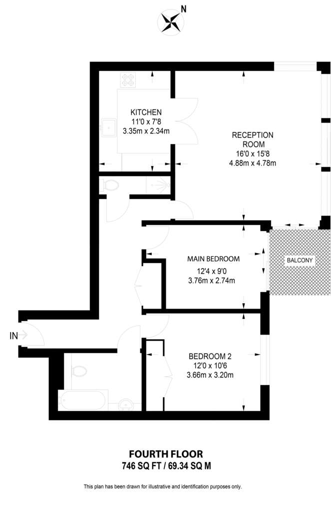 2 bedroom flat to rent - floorplan