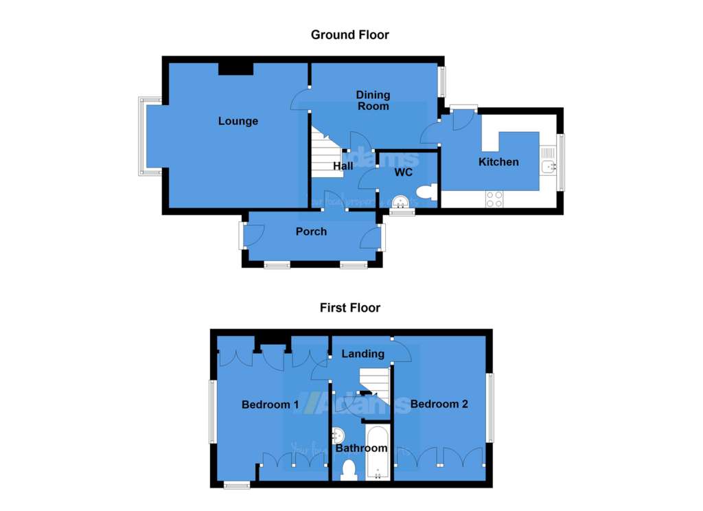 2 bedroom semi-detached house to rent - floorplan