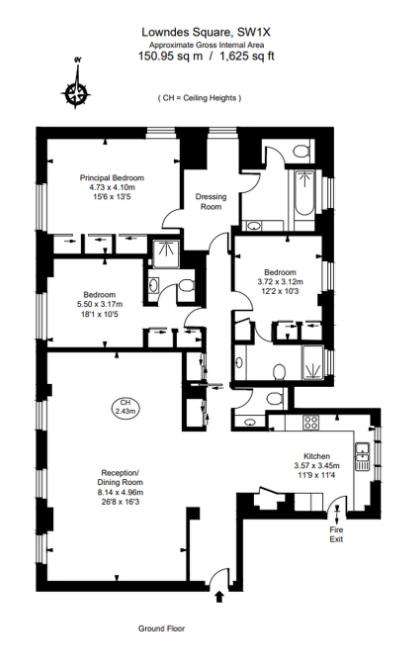 3 bedroom flat to rent - floorplan