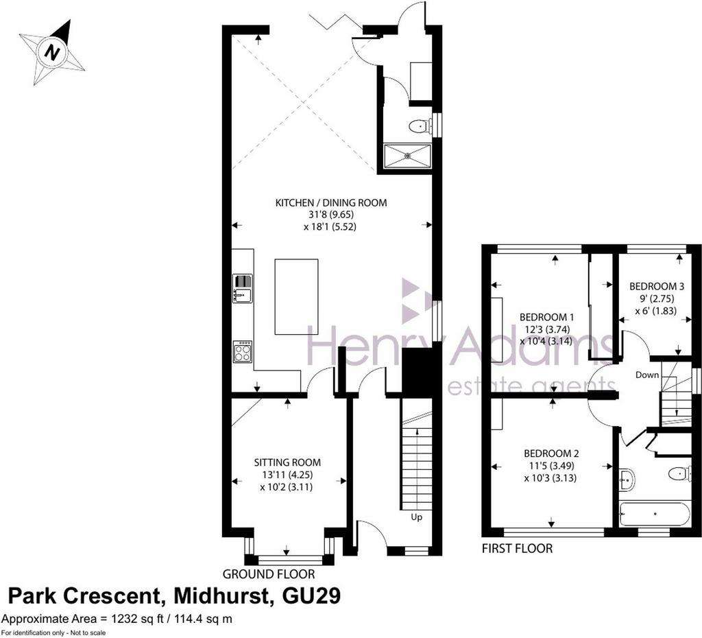 3 bedroom semi-detached house for sale - floorplan