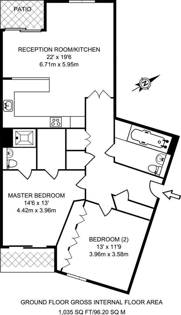 2 bedroom flat to rent - floorplan