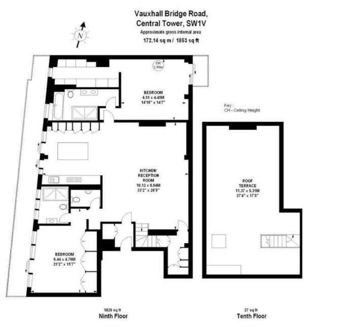 2 bedroom flat to rent - floorplan