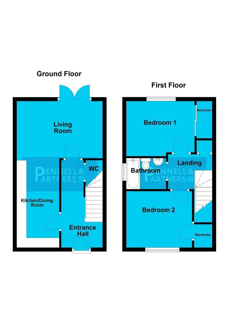 2 bedroom semi-detached house for sale - floorplan