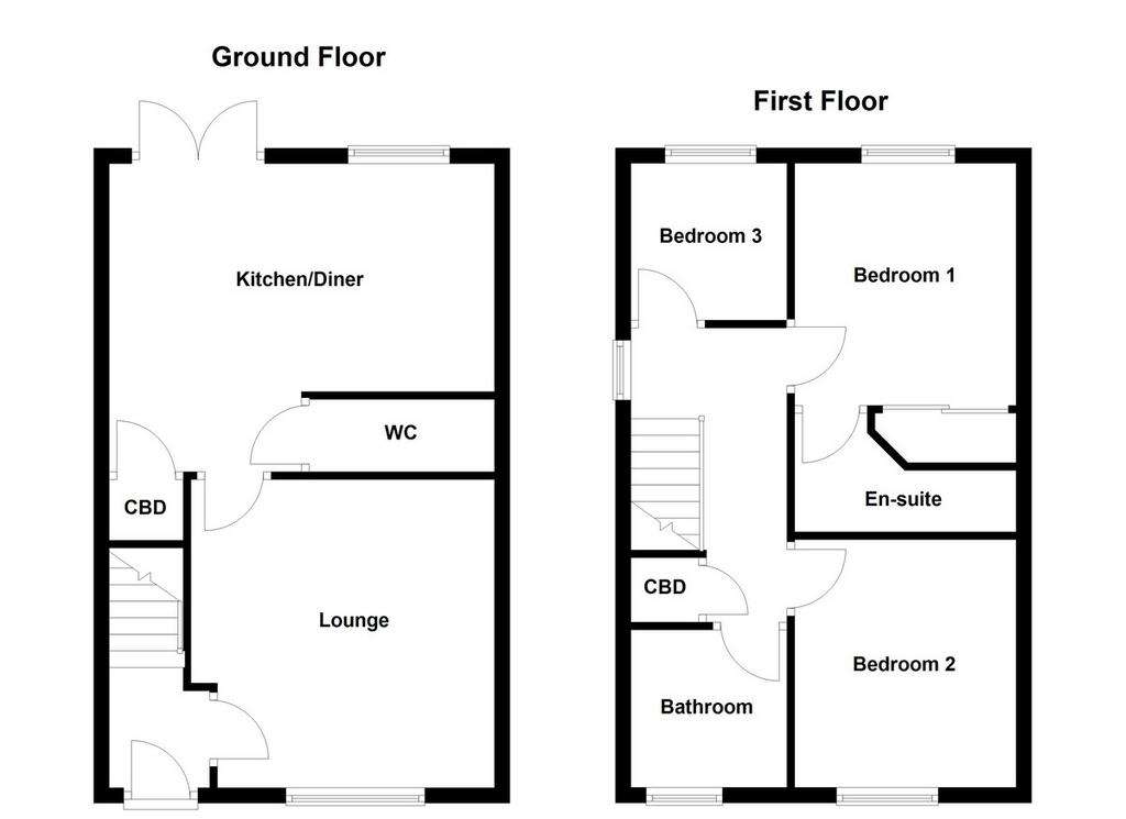 3 bedroom end of terrace house for sale - floorplan