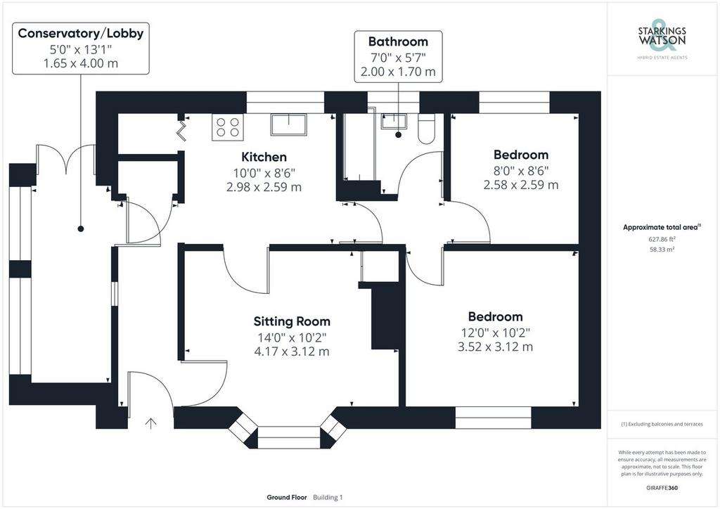 2 bedroom semi-detached bungalow for sale - floorplan