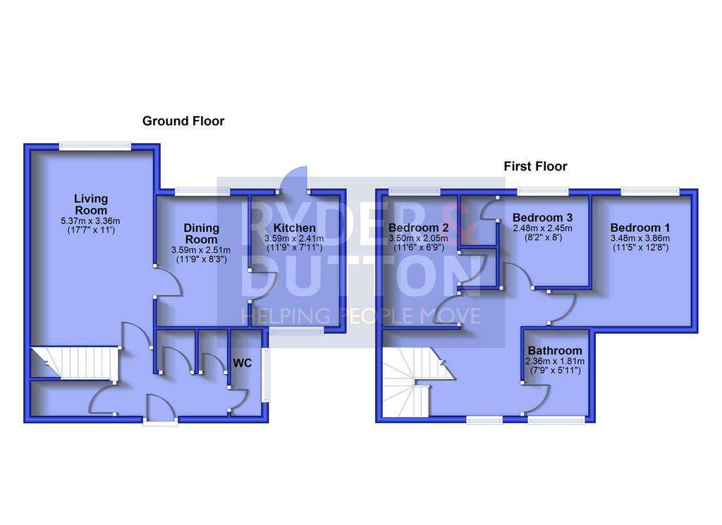 3 bedroom terraced house for sale - floorplan