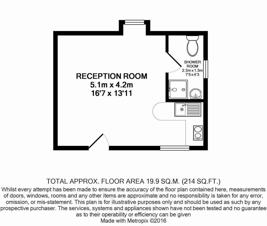 Studio flat to rent - floorplan