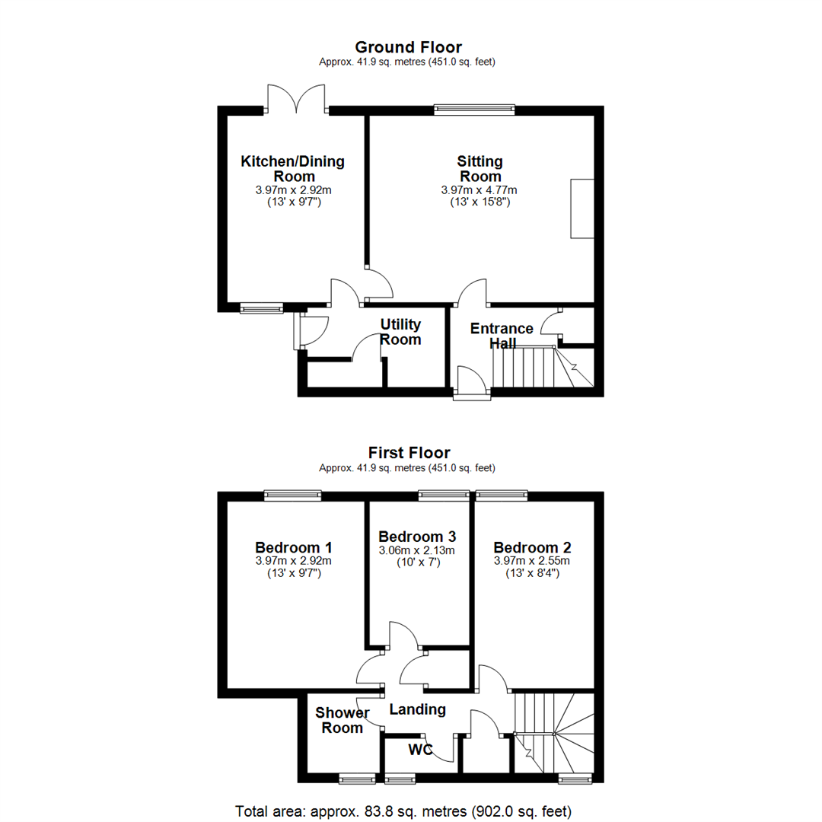 3 bedroom terraced house for sale - floorplan