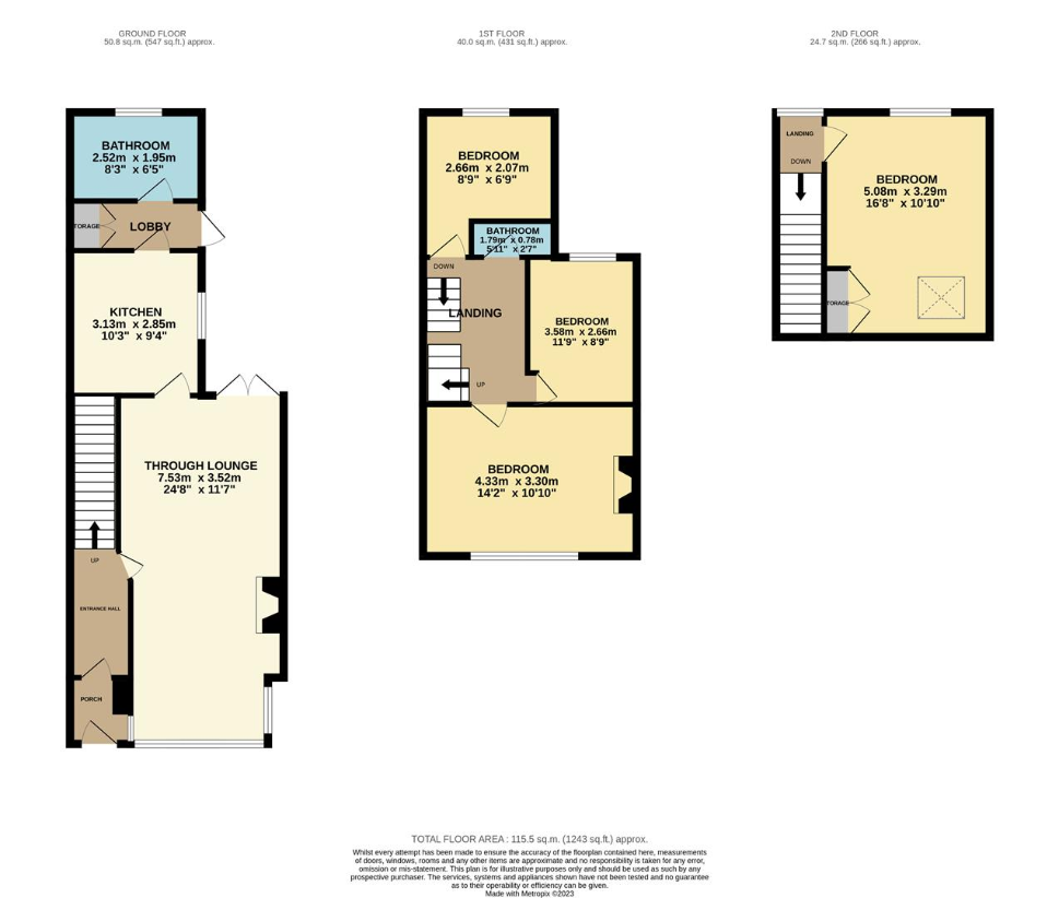 4 bedroom terraced house for sale - floorplan