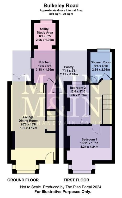 2 bedroom semi-detached house for sale - floorplan