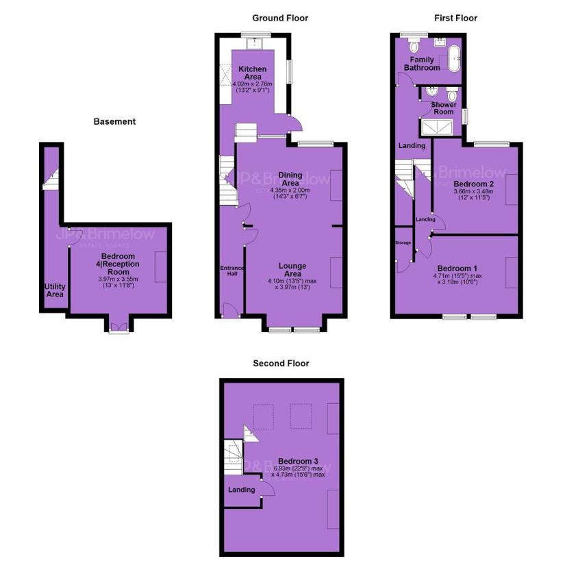 4 bedroom terraced house for sale - floorplan