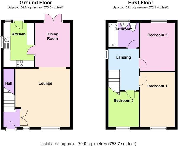 3 bedroom semi-detached house for sale - floorplan