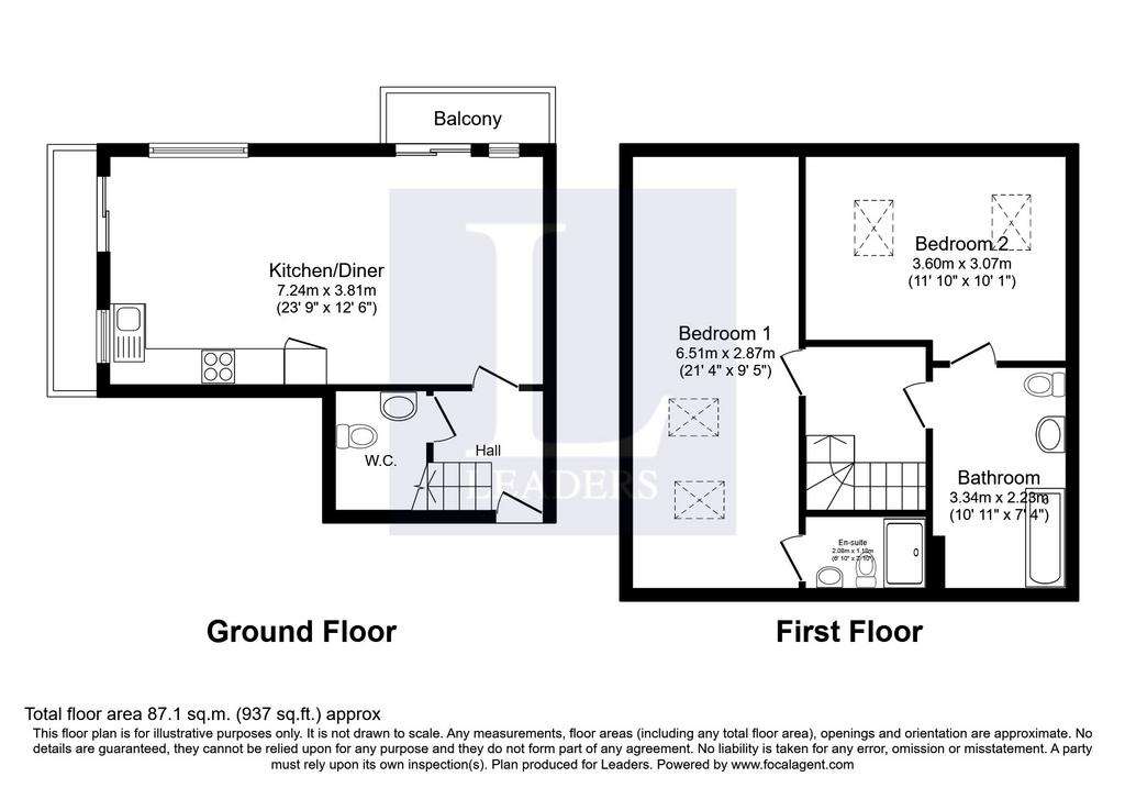 2 bedroom flat to rent - floorplan