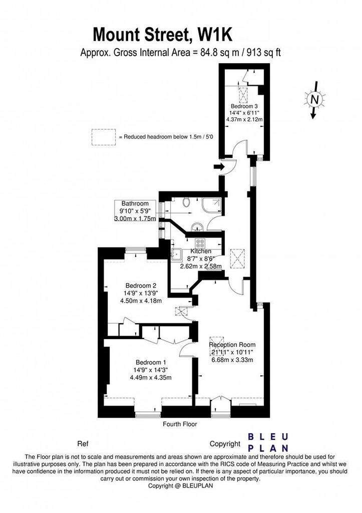 3 bedroom flat to rent - floorplan