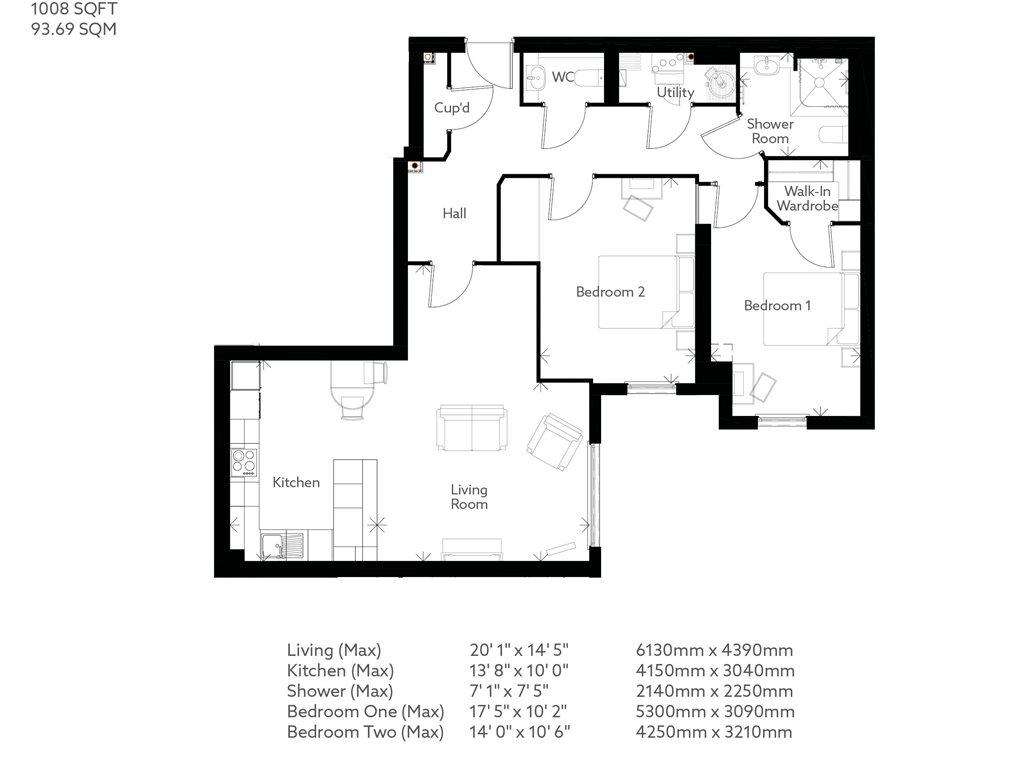 2 bedroom retirement property for sale - floorplan