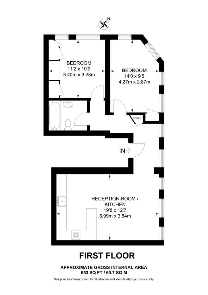 2 bedroom flat to rent - floorplan