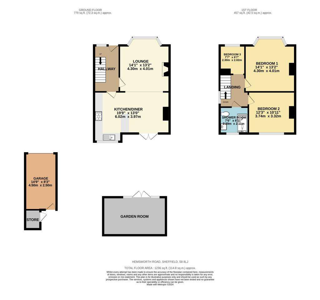 3 bedroom semi-detached house for sale - floorplan