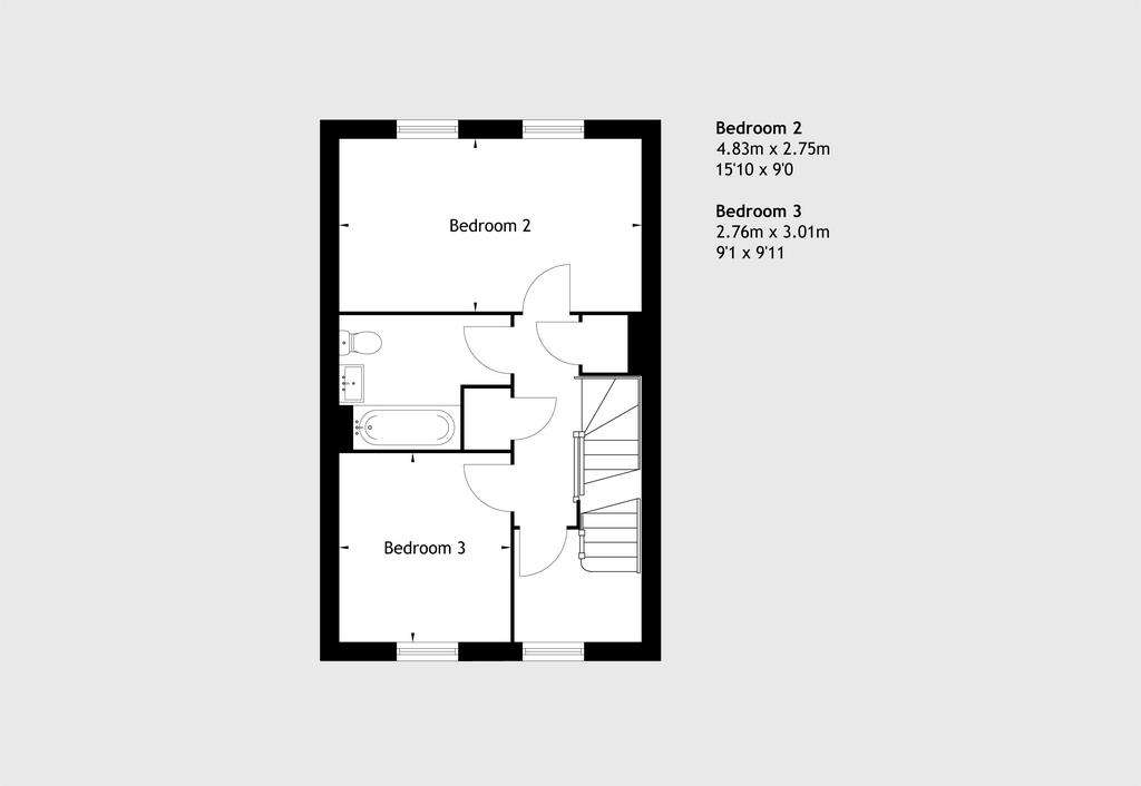 3 bedroom terraced house for sale - floorplan