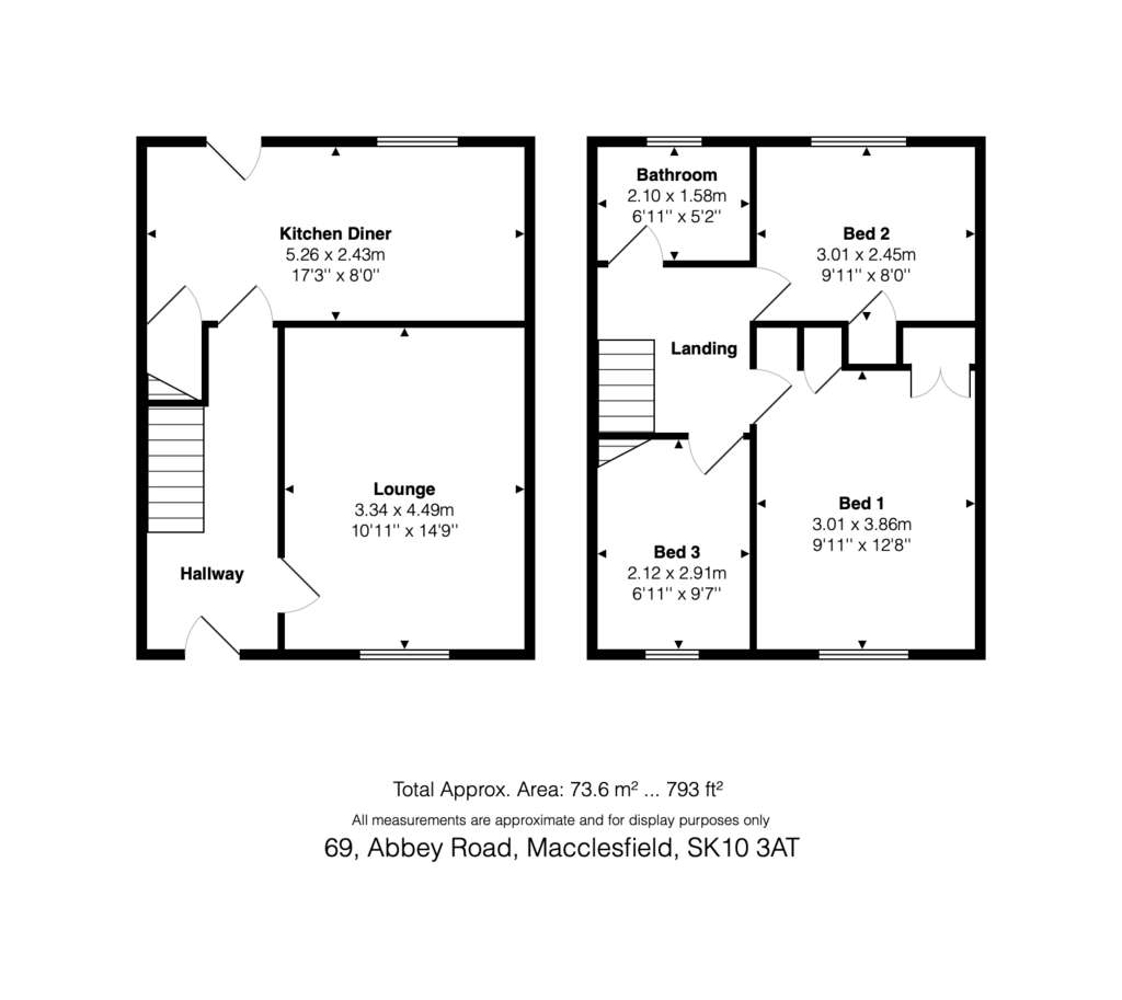 3 bedroom terraced house for sale - floorplan