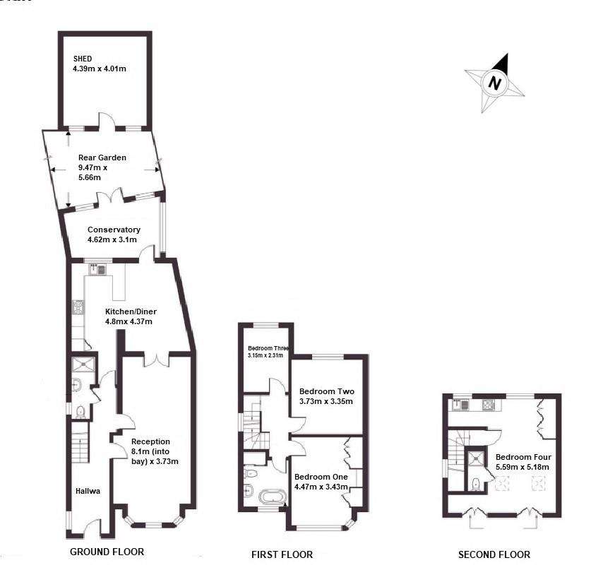 4 bedroom semi-detached house for sale - floorplan