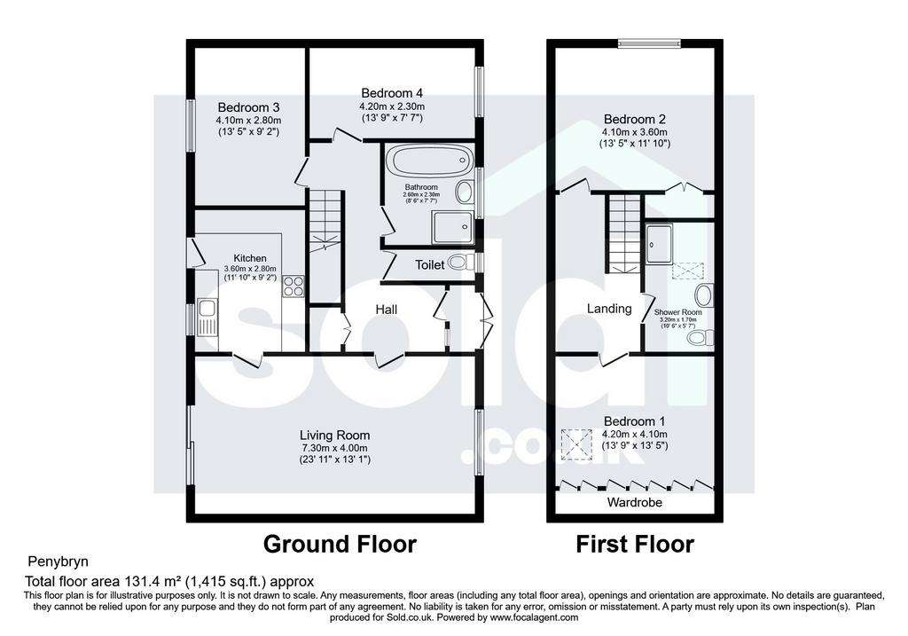 4 bedroom bungalow for sale - floorplan