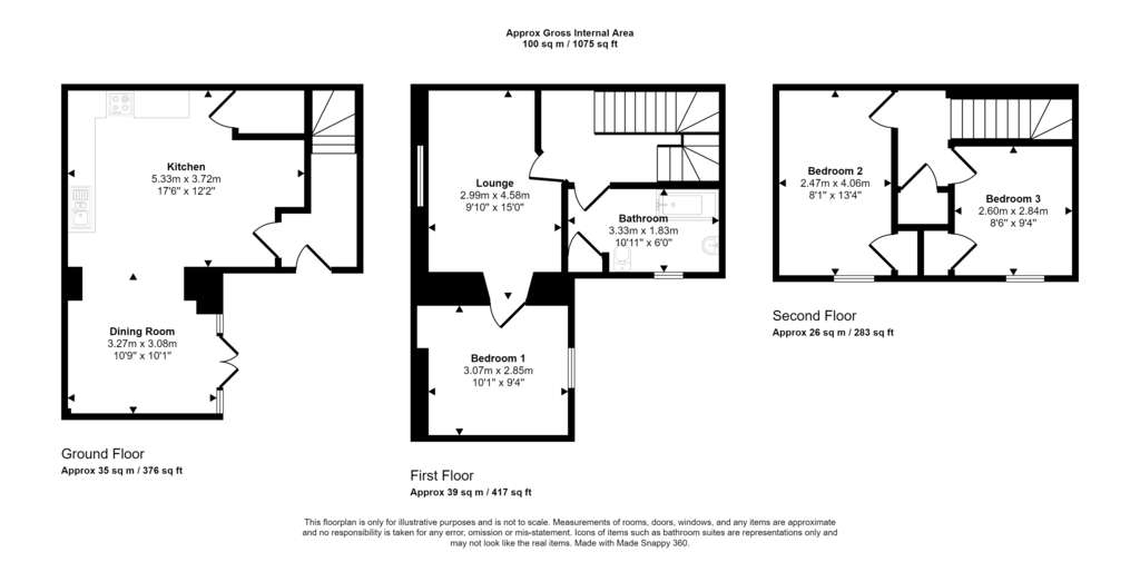 3 bedroom town house for sale - floorplan