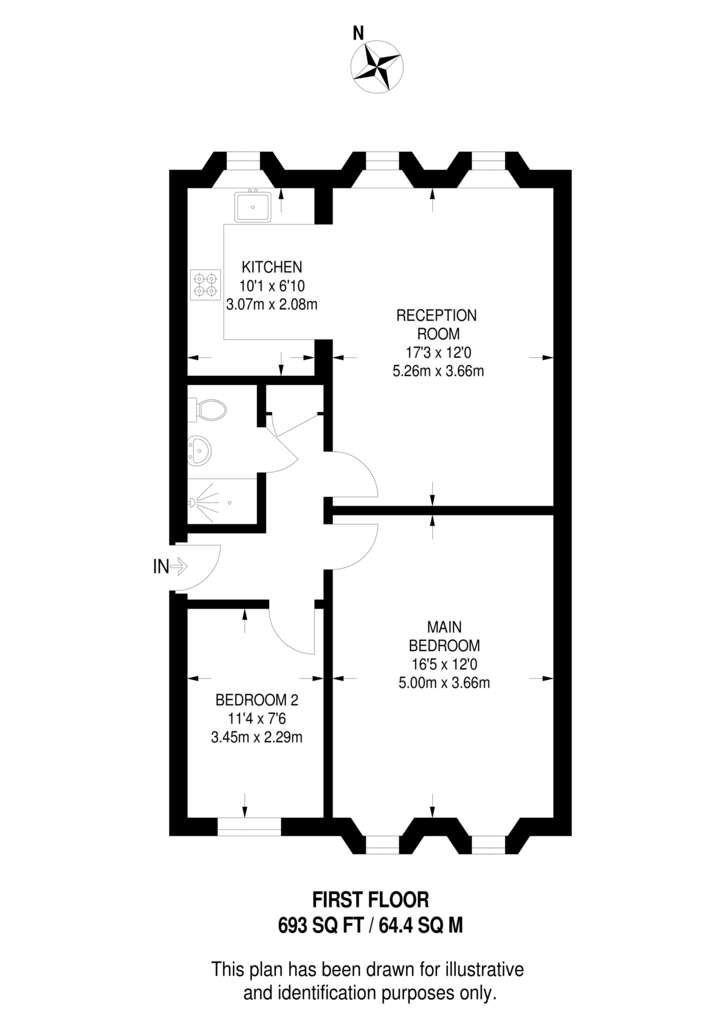 2 bedroom flat to rent - floorplan