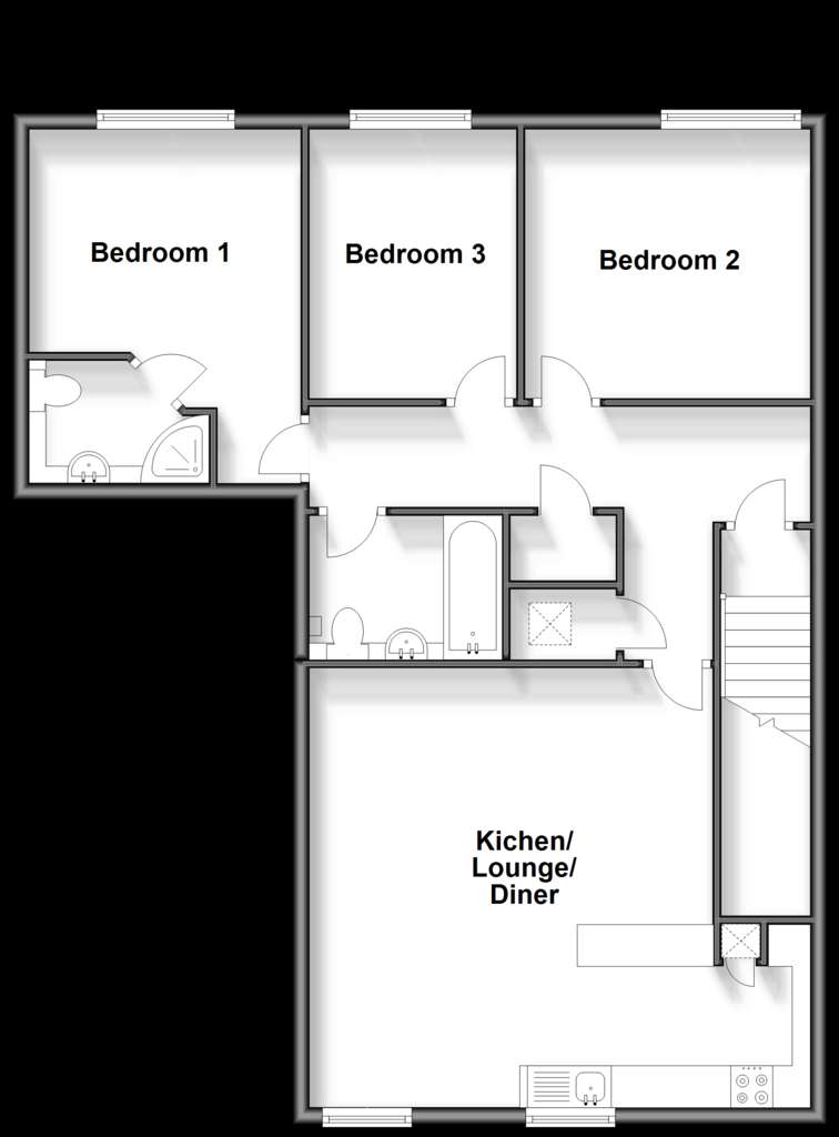 3 bedroom flat for sale - floorplan