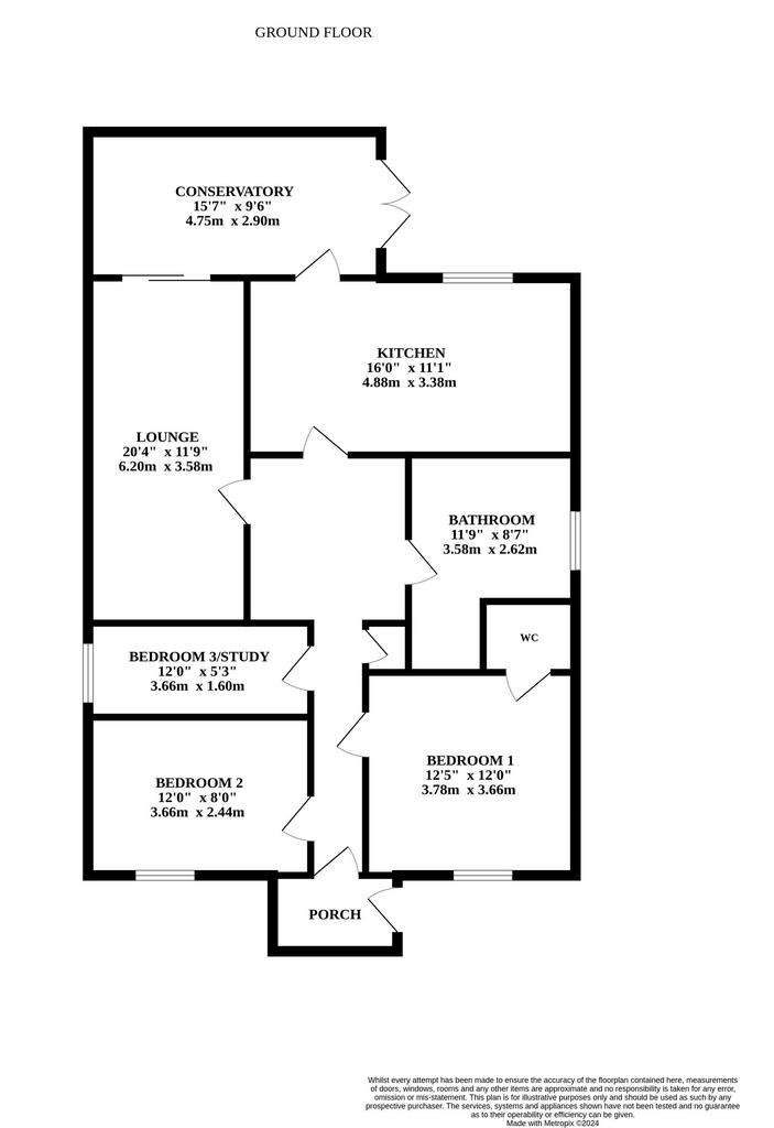 3 bedroom detached bungalow for sale - floorplan