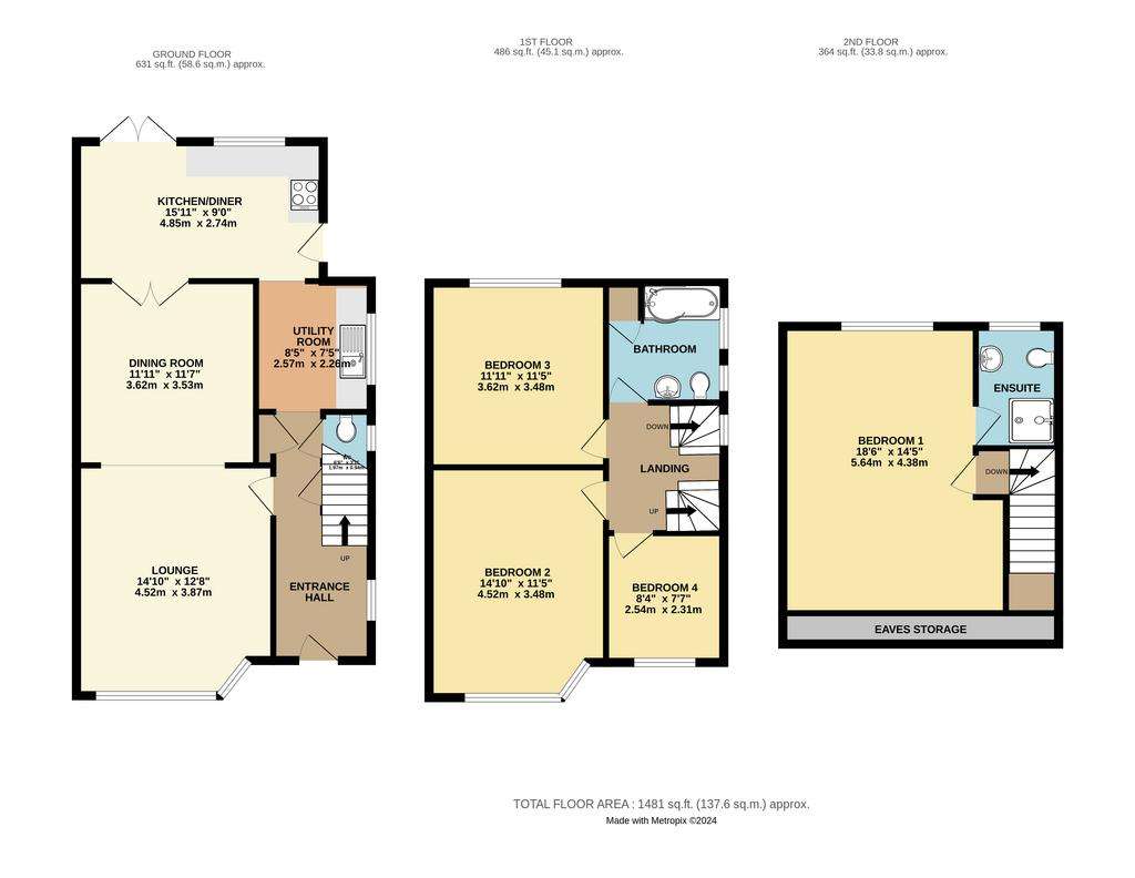 4 bedroom semi-detached house for sale - floorplan