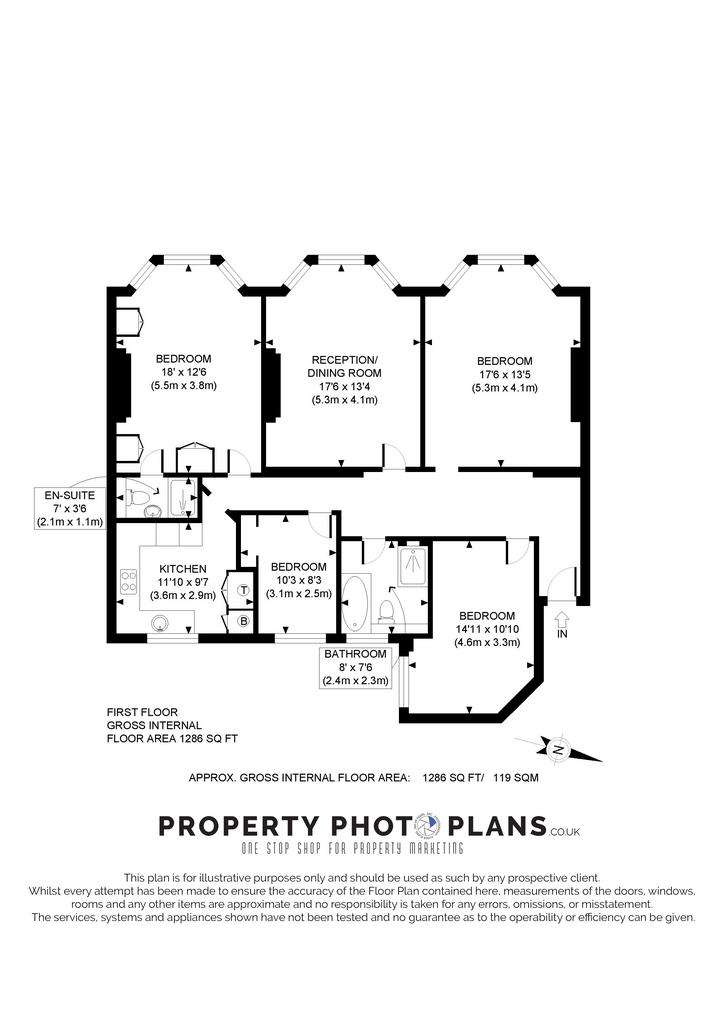 3 bedroom flat to rent - floorplan