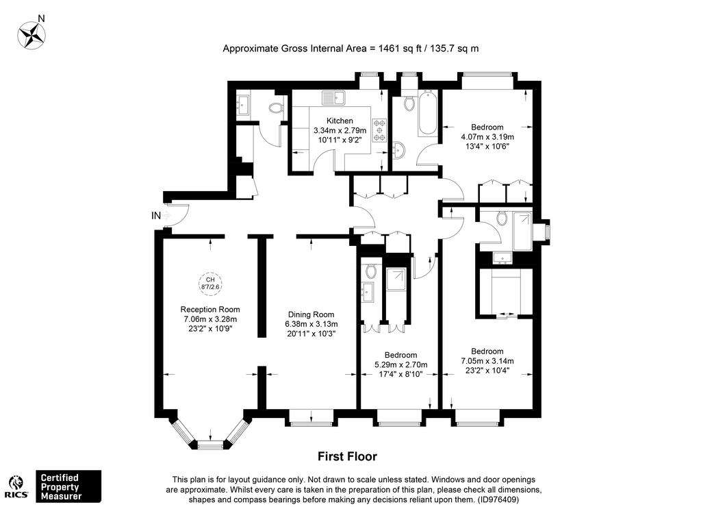 3 bedroom flat for sale - floorplan