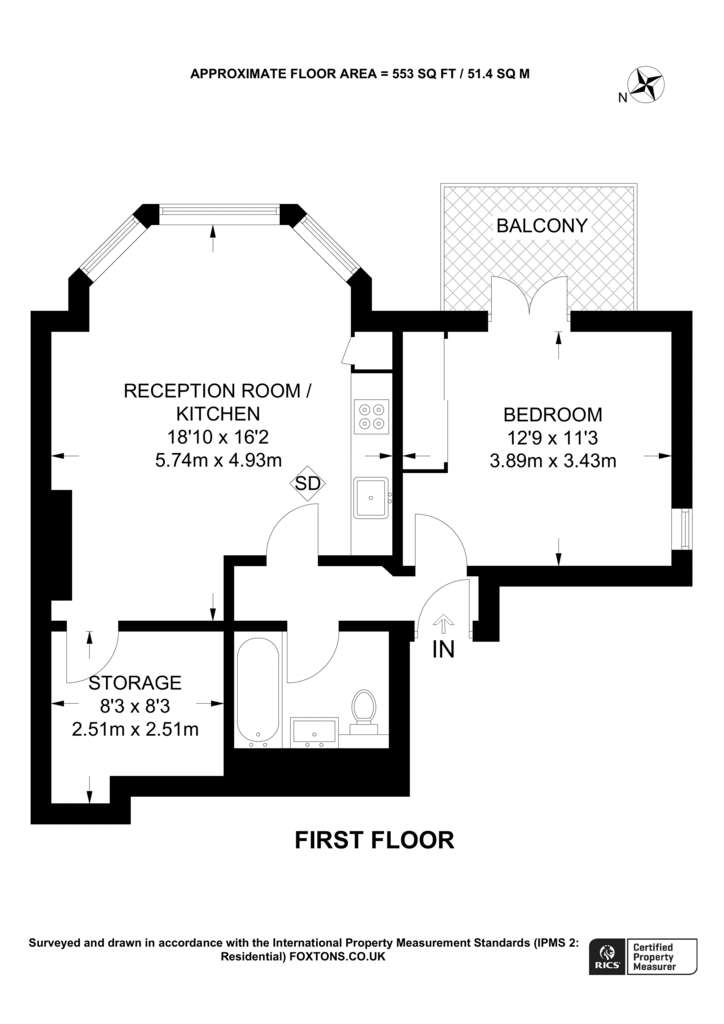 1 bedroom flat to rent - floorplan