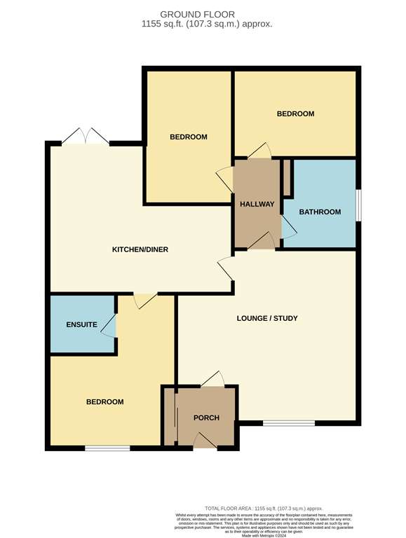 3 bedroom detached bungalow for sale - floorplan