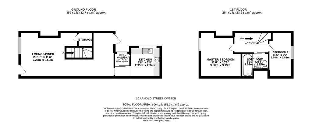 2 bedroom terraced house for sale - floorplan