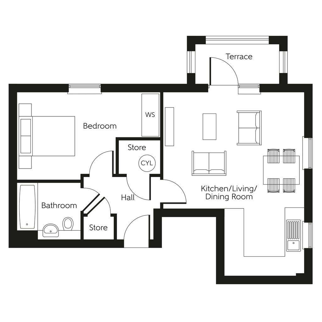 1 bedroom flat for sale - floorplan