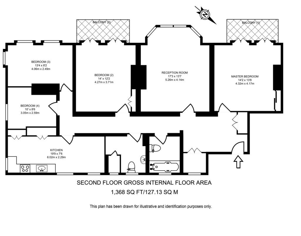 4 bedroom flat to rent - floorplan