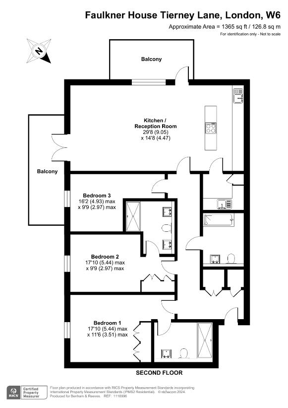 3 bedroom flat for sale - floorplan